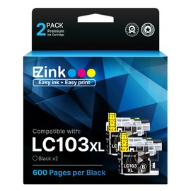 E-Z Ink Compatible Ink Cartridge Replacement for Brother LC-103XL LC103XL LC103 XL LC103BK High Yield Compatible with DCP-J4110DW DCP-J152W MFC-J285DW MFC-J870DW MFC-J245 MFC-J4310DW (2 Black)