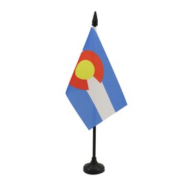 Colorado Table Flag 4'' x 6'' - US state of Colorado Desk Flag 15 x 10 cm - Black plastic stick and base - AZ FLAG
