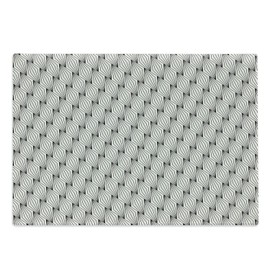 Ambesonne Japanese Cutting Board, Traditional Asian Art Style Abstract Geometric Lines Culture Soft Motif, Decorative Tempered Glass Cutting and Serving Board, Large Size, Ivory Dark Taupe Grey