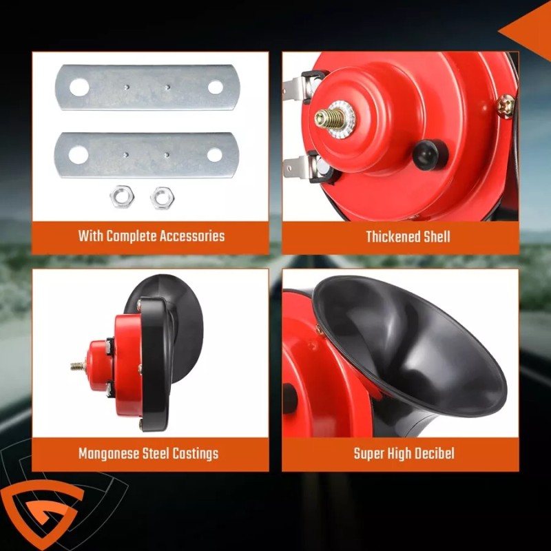 Gearzaar 2* 12V 300DB Super Loud Train Horn Waterproof For