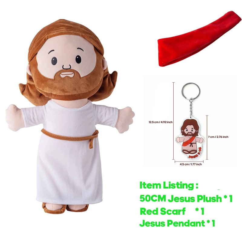 Cartoon Jesus Plush Doll Pillow – Soft Stuffed Character Toy