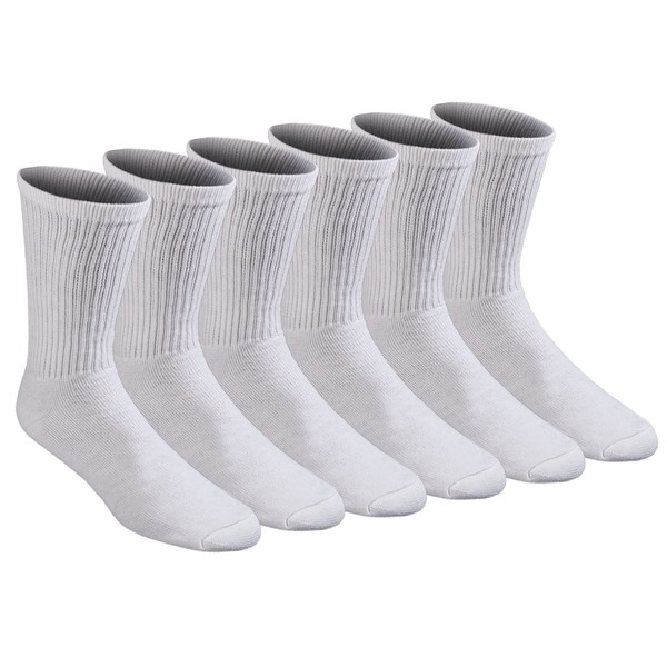 Dickies Men's All Purpose Cushion Crew Socks (6/12 Pairs), White