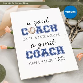 MOSSSH Coach Thank You Card, Baseball Greeting Cards, Thank You Gifts for Coaches, Envelope and Sticker
