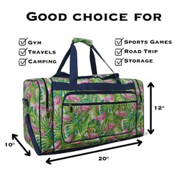 NGIL Canvas 20" inch Duffle Bag (Tropical Flamingo-Navy)