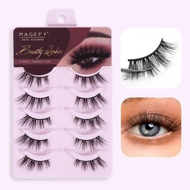 5 Pairs Separated False Eyelashes, Soft Curling Cat Eye Style Faux Cluster Lashes Strip Lashes, Lengthening and Volumizing Faux Eye Lashes for Women and Girls Eyelash Extensions
