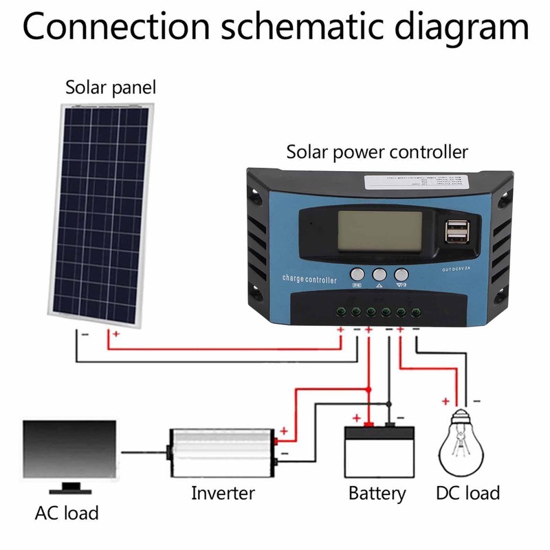 Solar Charge Controller 12V 24V Intelligent Identification MPPT Charging LCD