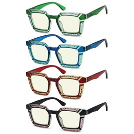 Eyekepper 4-pack Reading Glasses Blue Light Blocking for Women Floral Pattern Design +1.50
