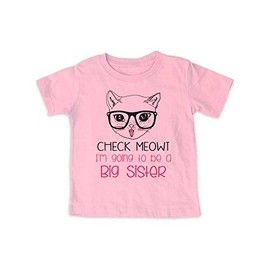 cuteandfunnykids Check Meowt I'm Going to be a Big Sister - Shirt Baby Birth Pregnancy Announcement T Shirt (12 Months Infant Shirt, Light Pink)
