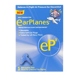 EarPlanes EP2 Ultra-Reusable Earplugs, Airplane Pressure Prevention Earplugs for Adults (1 Pairs)