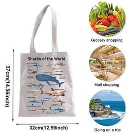 Sharks Of The World Sharks Shopping Bag Gift For Sharks Lover Killer Sharks Gift Ocean Animal Lover Tote Bag (Sharks of the World tote ca)