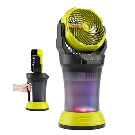WESTTREE Portable Misting Fan with Large Battery Fan-Rechargeable Outdoor Misting Cooling Fans with 2L Water Tank,RGB Lights,4 Speeds & Spray Modes-for Patio, Camping, Beach, Workshop (Green)