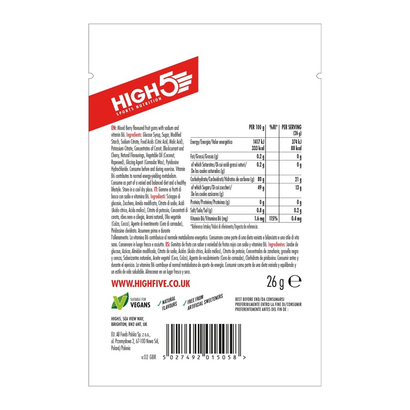 HIGH5 Energy Gummies Pocket Sized Quick Release Energy On The