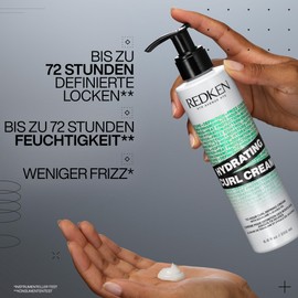 Redken Pflegende Cream für bis zu 72 Stunden definierte und mit Feuchtigkeit versorgte Locken, Hitzeschutz bis 230°, Mit Squalan und Jojoba-Öl, Silikonfrei, Hydrating Curl Cream, 1 x 250 ml