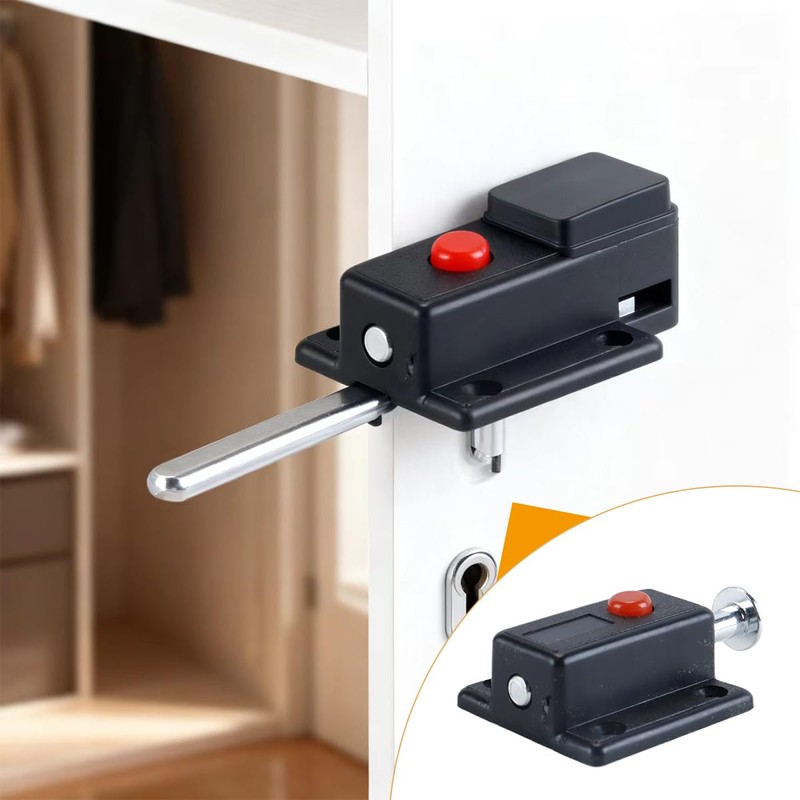 Durlo 4 pcs Black Plastic Door Latch with Push Button