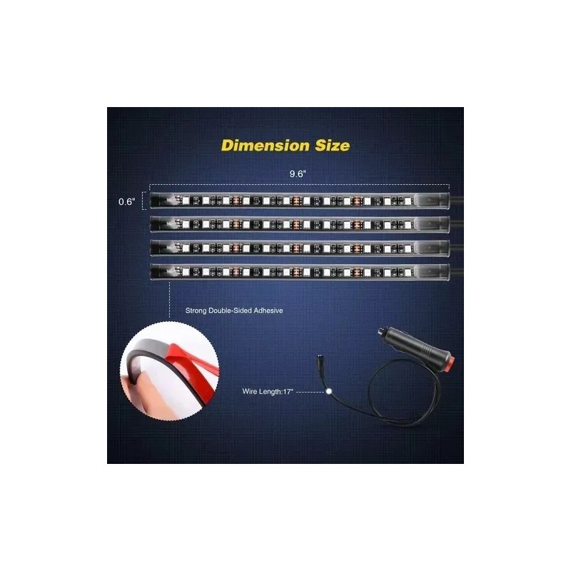 PUNKZZ Tiras 48 Led Rgb Interior Control Remoto Luz Para