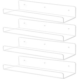 4 Pack  Shelves for Wall 10in Floating Shelf Wall Mounted Set for Room, Bedroom, Bathroom, Kitchen, Living Room, Office Book Shelf Storage Decor - Color: 15 inch, Size: 2