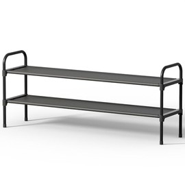 Kitsure Extra-Long Shoe Rack for Closet, Shoe Organizer for Front Door Entrance, Stackable Shoe Shelf, Detachable Closet Organizers and Storage, 39.0" Wide - 2 Tier, Black