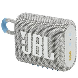 JBL GO3 Eco Model Bluetooth Speaker, USB C Charging, IP67 Dustproof, Waterproof, Passive Radiator, Portable, Eco White, Small