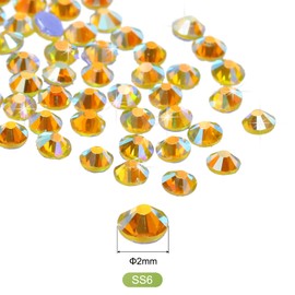 MECCANIXITY 2880 Pcs Hotfix Rhinestones Flatback Crystal Glass Gems Art Rhinestones for Crafts Clothes DIY Decoration(SS6 2mm,Yellow Color)