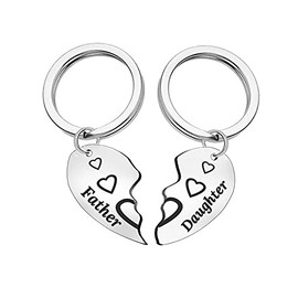 YALLNASL Father Daughter Gifts Matching Keychains - 2 Pcs Dad Daughter Gift Keychain Set for Women Men Birthday Christmas Gift for Dad Father Daughter from Daughter Dad Key Rings