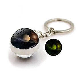 HUNO Glow In The Dark Solar System Planet Keychain Earth Saturn Moon Sun Luminous Galaxy Keyring-Saturn, Saturn, 8cm