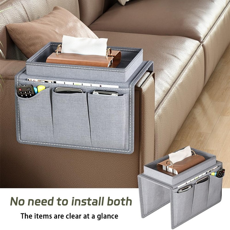 2 Pack Couch Arm Caddy, Armchair caddy with Tray, Sofa