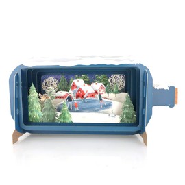 Message In A Bottle Ice Skating Family Pop Up Christmas Card By Alljoy Cards XMIB070