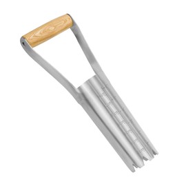 Eadwiella The garden tools, hole spade with depth scale, made of stainless steel with a wooden handle, garden accessories, suitable for sowing seeds in gardens, hedges and pots with it. (6 inches)