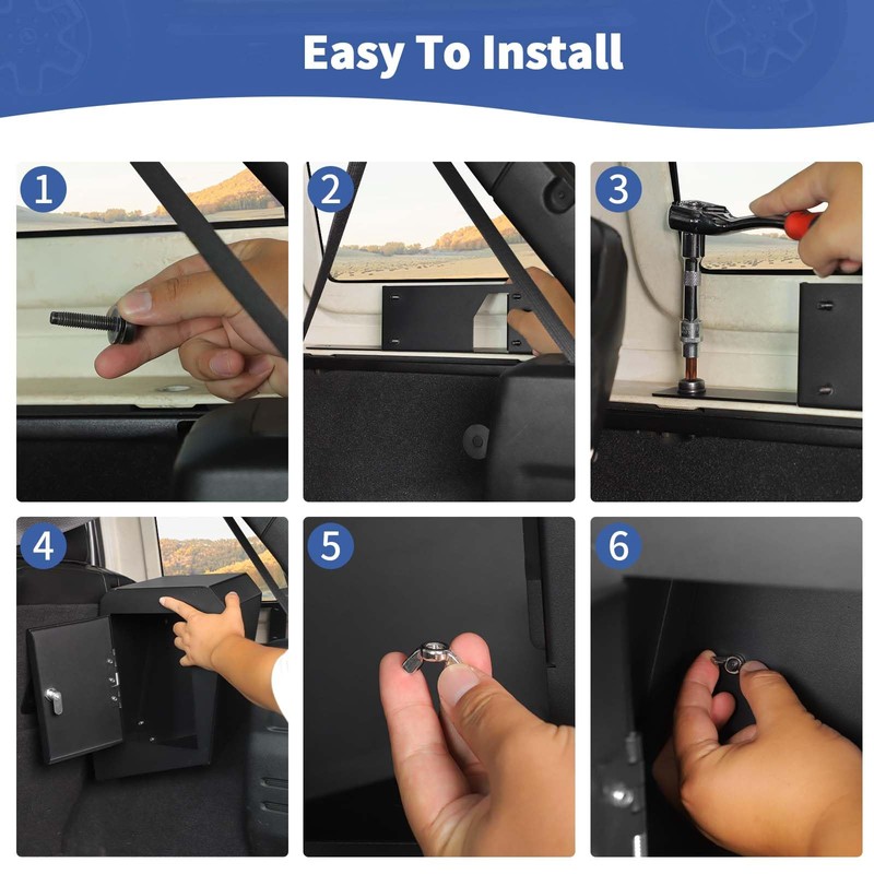 JOSHELA for Jeep JLU Right Side Trunk Safe Box with