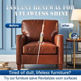 LANBEIDE Furniture Salve with Brush for Leather Wood, Polisher and Conditioner for Leather Couch and Furniture-Repair Salve 8OZ with Brush and Towel