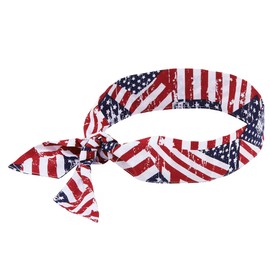 Ergodyne Chill Its 6700 Cooling Bandana, Lime, Evaporative Polymer Crystals For Cooling Relief, Tie For Adjustable Fit,Red, White, Blue