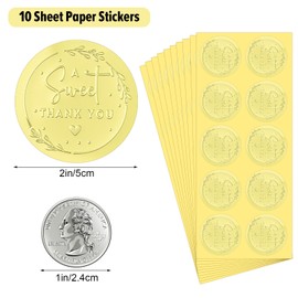 Ouligay 100Pcs A Sweet Thank You Stickers Small Business 2 Inch Gold Thank You Stickers for Packaging Self-Adhesive Embossed Thanks Envelope Labels for Wedding Party Favor Birthday Gift Wrapping