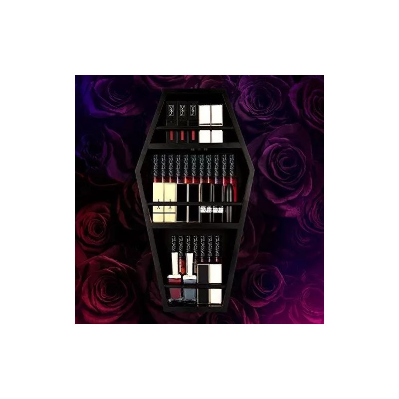 Estante Organizador Maquillaje Con Portabrochas Madera Negro