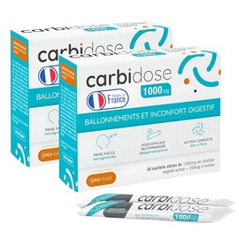 Carbidose 1000 Pack of 2 – High Dose Activated Carbon and Inulin XL – 30 Sticks Easy to Swallow