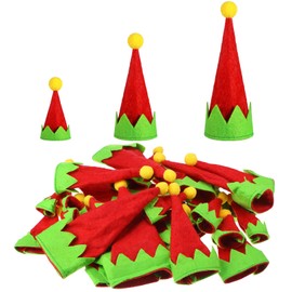 SATINIOR 48 Pieces 17 cm 12 cm 7 cm Mini Christmas Hats Santa Hat Small Santa Hat Christmas Lollipop Hat for Crafts Decorations for Christmas Parties (Green Edge)
