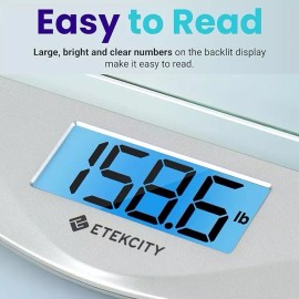 Etekcity Digital Body Weight Bathroom Scale, Large Blue LCD Backlight 400 Pounds