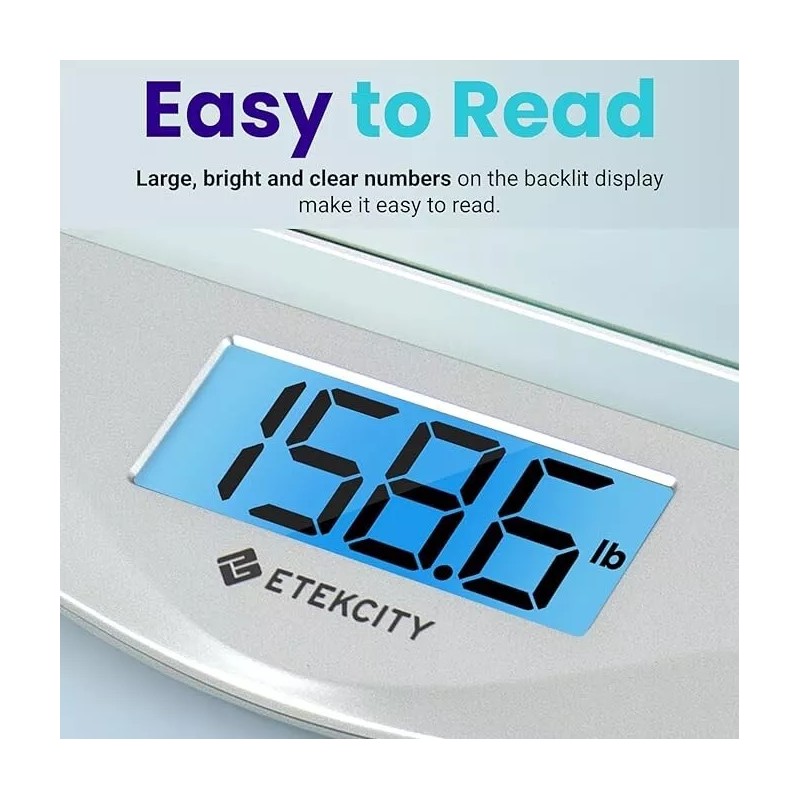Etekcity Digital Body Weight Bathroom Scale, Large Blue LCD Backlight