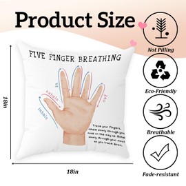 Mental Health Gifts for Women, Therapist Throw Pillow Cover, Psychology Sofa Couch Bed Decorations for Corner Classroom Counseling Office, Finger Breathing Exercise Therapy Pillowcase