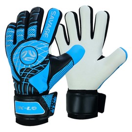 K-LO Goalkeeper Gloves: Savage Rise Soccer Goalie Gloves - Blue Size 5 (Unisex, Youth, Kids & Adult) - Fingersaves for Protection | Strong Grip Palm