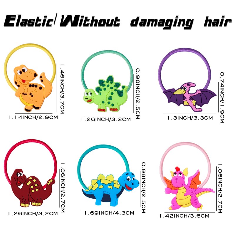 Pack of 36 Dinosaur Hair Bobbles Girls Cartoon Elastic Hair