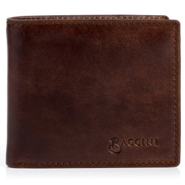 BACCINI Real Leather Billfold Wallet Leandro EastWest Portemonnaie Pocket with Multiple Card-Slots Genuine Leather Men Brown