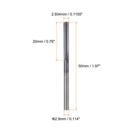sourcing map Carbide Chucking Reamer 0.1155"(2.934mm) Dia Straight Flute Straight Shank Machine Reamer Tool for Metal and Lathes CNC Machining Centers, Black