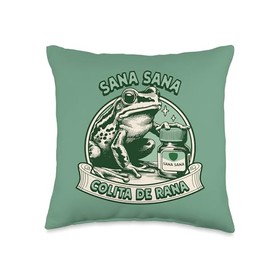 Sana Sana Colita De Rana Cute Mexican Frog - Mexican Saying Throw Pillow