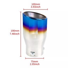 Unbranded JDM Titanium Burnt Blue Tip Stainless Exhaust Muffler 2.5" Inlet - 3" Outlet