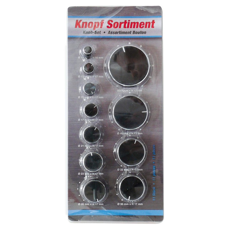 Ett Aluminium Rotary Knob, Set of 11, Black, 6 mm,