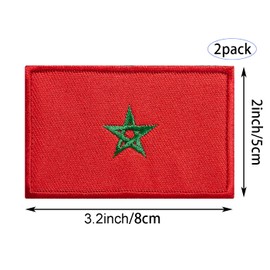 stidsds Paquete de 2 parches bordados de la bandera de Marruecos, banderas marroquíes, parches tácticos militares para ropa, sombreros, mochilas, decoraciones de orgullo