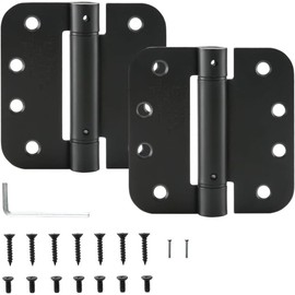HOME MASTER HARDWARE Self Closing Door Hinges, 4 inch Spring Loaded Hinges, Adjustable Tension for Interior Door, UL Listed with 5/8" Radius Corners, Matte Black Finish, 2 Pack