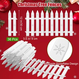 Aodaer 36 Pieces Christmas Tree Fences Plastic Picket Fence 12 Inch Christmas Fence Border Tree Barrier for Christmas Party Wedding Garden Home Fence Decoration, White