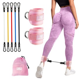 WOOTMINAnkle Resistance Bands with Cuffs PRO -Ankle Bands for Working Out, Boost Your Leg Strength with Ankle Resistance Bands with Cuffs (Resistance band with ankle strap（pink）)