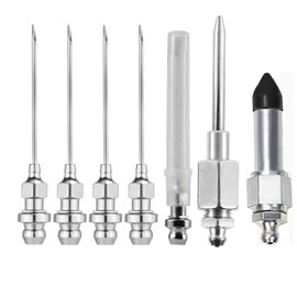 Grease Gun Accessory Set, 5pcs Grease Needle Nozzles 1 Grease Needle Dispenser with 1 Rubber Nipple Adapter Grease Injector Needle Dispensing Tip Fitting Tool Coupler for Injecting.